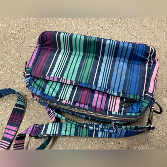 Love Stripe Multi Color Print Lug Medium Top Handle Crossbody Scoop SE - Picture 8 of 16